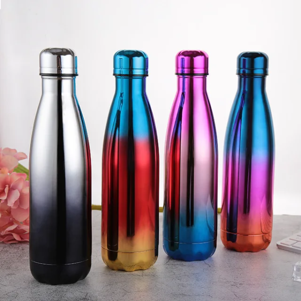 Rainbow Colored Stainless Steel Water Bottle UV Plating 1000ML