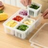 Kesi Divided Serving Tray with Lids Stackable Fruit&Veggie Container with 6 Small Dividers