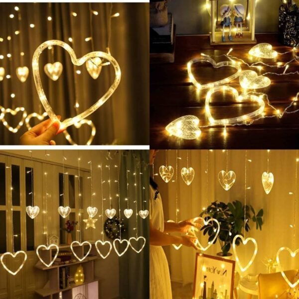 6+6 Heart Curtain Led Lights