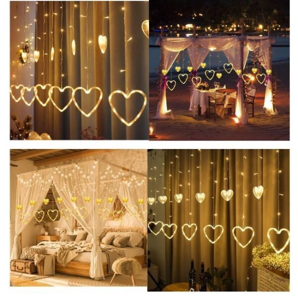 6+6 Heart Curtain Led Lights