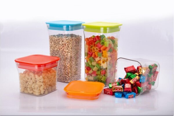 Kit Kat Container 4 PC Set Perfect for Organizing Snacks, Spices, and Dry Goods | BPA-Free, Airtight Containers for Freshness | Stackable Food Storage Containers for Home, Pantry, and Office