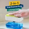 Soap Dispenser for Bathroom Accessories Dishwasher Liquid Holder Liquid Dispenser Pump 400 ML with Sponge Holder Kitchen Sink Accessories Items