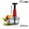 Hand Press Push Chopper | Manual Chopper with 4 Ultra-Sharp Stainless Steel Blades for Effortless Vegetable and Fruit Cutting | 650ML Capacity Elegant Red Finish