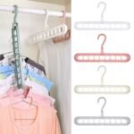 Wardrobe Space Saver Folding Hangers, Hangers for Clothes Wardrobe,1 Pack Anti-Skid Plastic Magic Clothes Hanger - 360º Swivel Hook - 9-Holes Design Closet Organiser Hanger (Pack of 2)