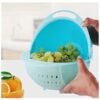 Plastic Drain Basket/Washing Bowl For Fruits, Vegetables, Pasta, Poha With Swinging Lid