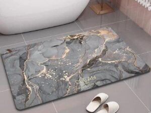 Non- Slip Base Natural Rubber Bathroom Door Shower Mat | Water Absorbent Floor Pad Toilet Carpet