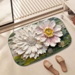 3D Floor Mat Flower Print - Blooms | Anti-Slip Durable Bath Mat Washable & Reusable