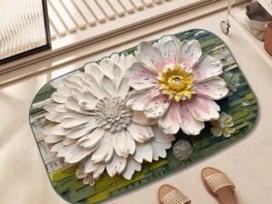 3D Floor Mat Flower Print - Blooms | Anti-Slip Durable Bath Mat Washable & Reusable