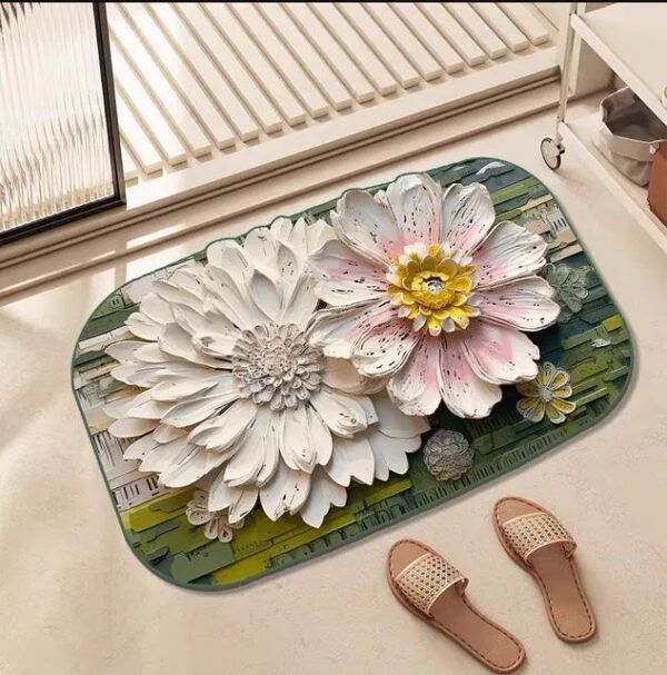 3D Floor Mat Flower Print - Blooms | Anti-Slip Durable Bath Mat Washable & Reusable