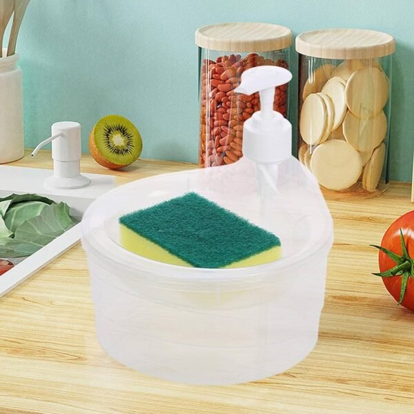 Double Layer Soap Dispenser for Bathroom Accessories Dishwasher Liquid Holder Dispenser Pump with Sponge Holder Kitchen Sink Accessories Items