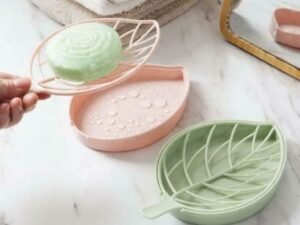 Designer Leaf Shape Soap Holder Tray | Drip Soap Box with Water Draining Tray