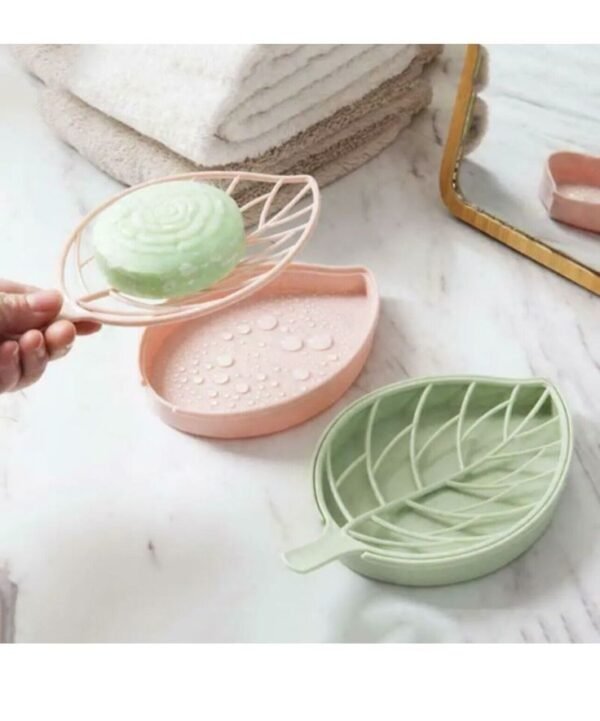 Designer Leaf Shape Soap Holder Tray | Drip Soap Box with Water Draining Tray