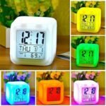 7 Colour Changing LED Digital Alarm Clock with Date, Time, Temperature for Office Bedroom