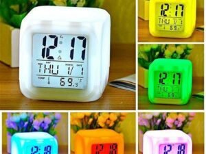 7 Colour Changing LED Digital Alarm Clock with Date, Time, Temperature for Office Bedroom