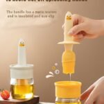 Oil Dispenser Bottle with Silicone Brush Cute Duck Silicone Oil Dispenser Bottle for Cooking, Frying, Baking, BBQ Pancake