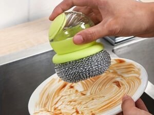 Soap Dispensing Palm Brush Washing Liquid Dish Brush Soap Pot Utensils with Dispenser Cleaning