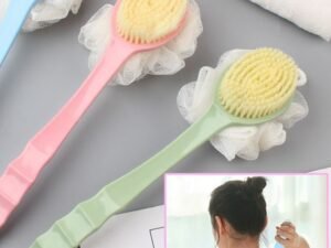 2 in 1 Body Brush - Back Body Loofah Brush Curved Long Handled with Bristles Back Scrubber