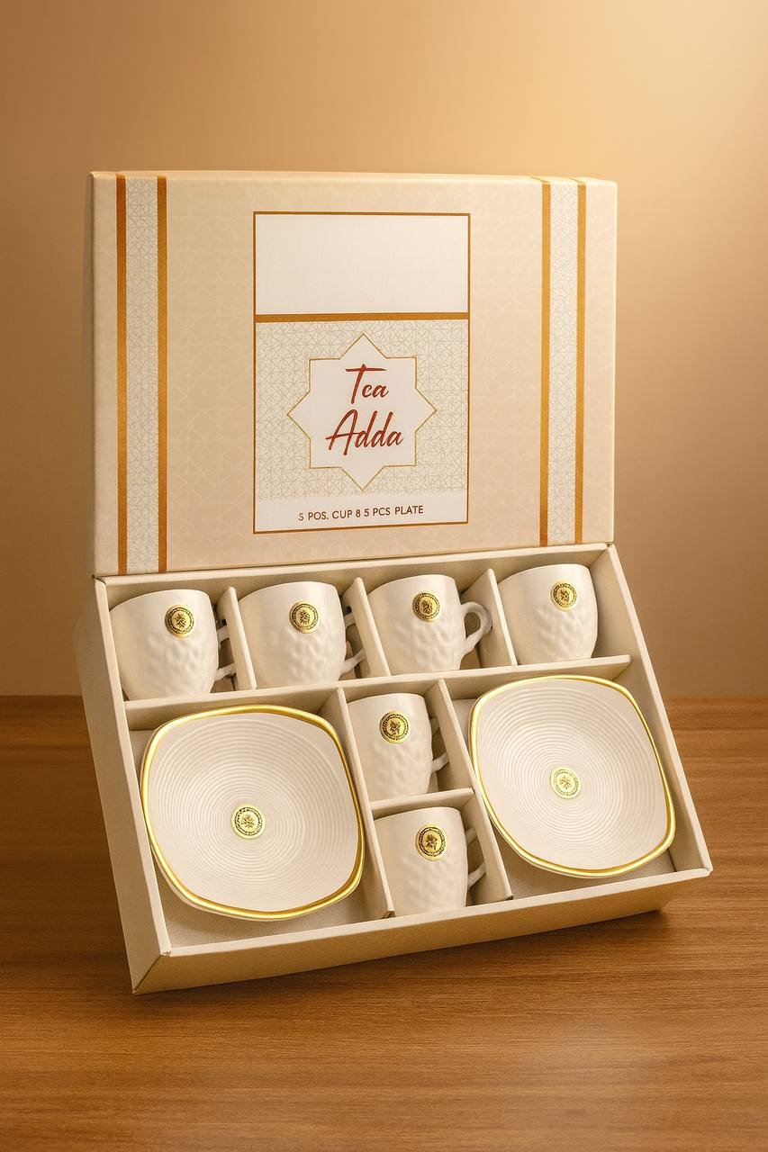 Tea Adda Gift Set (6 Cup+ 2 Platter)